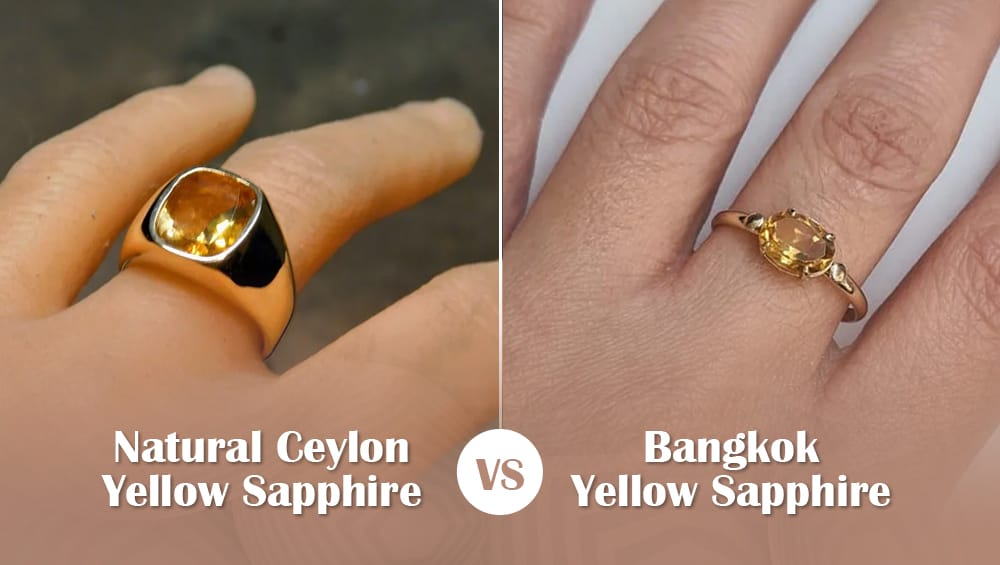 Natural Ceylon Yellow Sapphire and a Bangkok Yellow Sapphire